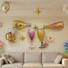 홈파티 맥주 샴페인 풍선 5종 생일 기념일 파티 장식 촬영 은박풍선, 단품, 단품