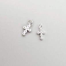 비즈톡 [SVP-25-07]순은펜던트 실버925 큐빅알알십자가 7x12mm+O링 두께1.7mm 1개