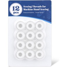 UzecPk 재봉 실 재봉틀용 보빈 25개 자수 및 기계 재봉용 블랙 사이즈 A SA156 프리와인드 키트 DIY 가정용 50야드 스풀, 12 White, 12 Pcs