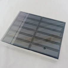 푸시 부드러운 실리콘 패드 투명 유리 보석 상자 그리드 링 표면 디스플레이 케이스 금속 베어 스톤 컨테이, 02 Black