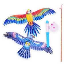 토이토 1+1 대형 낚시대 연 날리기 얼레 세트, 대형 독수리+대형 앵무새 (51cm), 1세트