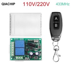 조명 문짝 차고용 리모컨 스위치 범용 원격 AC 85V ~ 250V 2CH 릴레이 리시버 및 컨트롤러 3 433Mhz 220V 110V, 2) WHITE