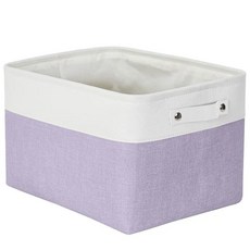 DECOMOMO 보관 바구니 | 대형 보관 통 54.5L 패브릭 바구니 세탁물 아기방 장난감 천 리넨 옷장 정리함 손잡이 포함 그레이 및 화이트 XXXL - 점보/3P -, Purple and White