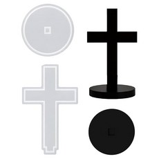 베이스 포함 12.7cm5인치 스탠딩 크로스 실리콘 몰드 에폭시 수지용 십자가 몰드 DIY 콘크리트 캐스팅 클레이 공예 벽걸이 자동차 프레시 홈 데코용 크리스마스 장식품 몰, 베이스 포함 12.7cm5인치 스탠딩 크로스 실리콘 몰