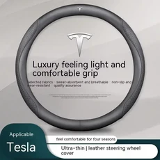[누리정비]38cm 테슬라 모델 3 S Y X 로드스터 2019-2025 자동차 인테리어 스티어링 휠 커버 액세서리, 06 O black