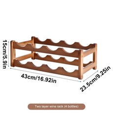대나무 와인 랙 거실 식당 탁상용 다층 빈티지 나무 디스플레이, 3. 2C4P, 1개