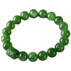 碧玉和田玉蘋果綠手串手鍊：情侶款/男款保平安玉石手環母親節禮物