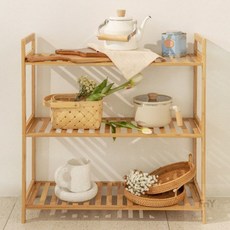 화분선반대 칸딕 원목 선반, 3단
