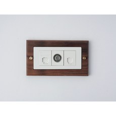 Panasonic國際牌 Risna黑胡桃木開關面板蓋板組 網路電視電話插座 白色, 1個, 網路加電視加電話插座（白