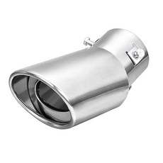 DUSCOKE 스테인리스 스틸 자동차 배기 팁 2.5인치 입구 3.4인치 출구 크롬 테일 인후 파이프 머플러 팁 1.5~2.25인치 직경 파이프 테일파이프 개조 액세서리(직선), Curved, 1개