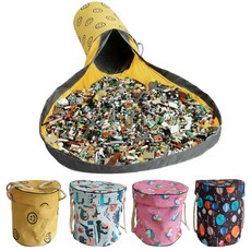 오펀 패브릭 장난감 정리함 놀이매트 블럭 바구니, 1개, 스마일