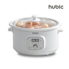 휴빅 타이머 계란찜기 슬로우쿠커 맥반석 구운계란 굽는기계 전골냄비, 휴빅슬로우쿠커_화이트