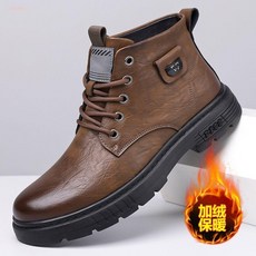 2025年秋冬季款男士厚底皮鞋 棉鞋 加絨保暖雪地靴 馬丁靴 皮靴