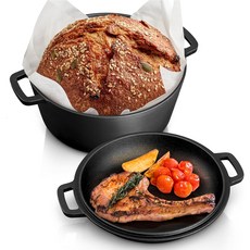 에나멜 주철 양손잡이 냄비, 1세트, 검정, 26.5cm