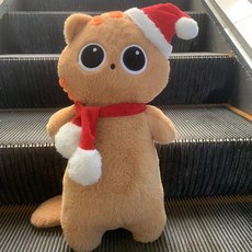 대형 고양이인형 애착 뚱냥이 장식 검은고양이 블랙 바디필로우 모찌 냥이, 1개, G. 노랑 고양이 크리스마스