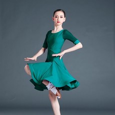 兒童國標舞衣比賽服標準服, 孔雀綠,170