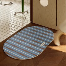 하우쏠 스트라이프 빨아쓰는 욕실 주방 규조토 발매트 2개세트, 2개, 모카블루