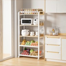 인더몰 주방선반 이동식 수납 전자레인지 선반, 화이트, 1개