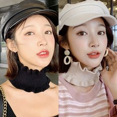 페이크 목폴라 쁘띠 넥워머 골프 니트 공갈 넥스카프 블랙 골프용 스카프 인조 여자반목티, 쁘띠넥워머(인디퍼플)