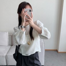 S~XL 여성 하객룩 데이트룩 레이어드 뷔스티에 긴팔 블라우스 나시 세트 빅사이즈