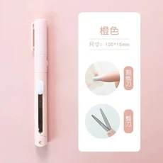다기능 핸드 계정 절단 접이식 가위 미니 조각 칼 종이 트리밍 유틸리티 나이프, 오렌지