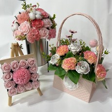러블리 비누꽃 카네이션바구니 유리화병 명품Style 플라워백, 선택02-1 철제자전거 핑크, 1개