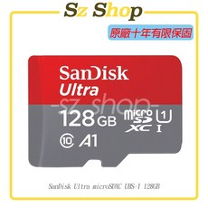 SanDisk Ultra microSDXC UHS-I (A1) 128G 原廠公司貨 十年保固 記憶卡, 1個