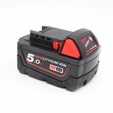 Milwaukee 美沃奇 M18 18V 5.0AH 紅鋰離子電池 電量顯示功能 M18B5, 1個