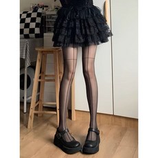 性感黑絲透膚長連褲襪 蝦線