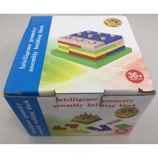 木製玩具E1J 兒童木製拼裝幾何形狀積木 商檢合格 益智幾何套柱, 1個, 彩盒