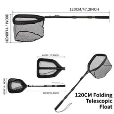 텔레스코픽 폴 핸들이 있는 접이식 낚시 랜딩 네트는 바닷물 민물용 190cm 100cm 80cm 그물까지 확장됩니다., 12)120CM Float