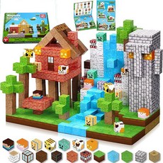 와트링크 마그네틱 빌딩 블록 세트 150피스 크리스마스 3세+ 건설 무독성 스타일 픽셀 장난감 큐브 선물용