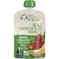 거버 인크레디 파우치 어린이 스무디 90g, 1개, 바나나 + 딸기 + 비트 + 오트밀