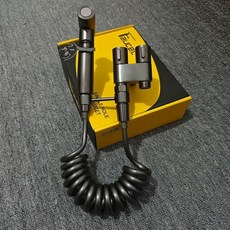 화장실용 듀얼 컨트롤 비데 스프레이 - 입구 2개 콘센트 휴대용 건 1개 접이식 호스 조절 가능한 수압 쉬운 설치 욕실/애완동물/자동차 청소용 134117, 회색