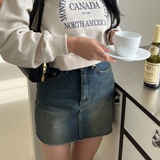 디아미뇽 빈티지 워싱 통기성 미니스커트