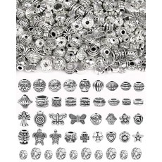 FIVEIZERO 주얼리 제작용 앤티크 실버 스페이서 비즈 309개 다양한 벌크 스타일 티베트 금속 및 6mm 팔찌 목걸이 귀걸이 8mm 론델 290187 8653803