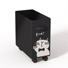무아브 이동식 고양이 책상아래 틈새 수납 접이식 정리함, 1개, 검정 고양이