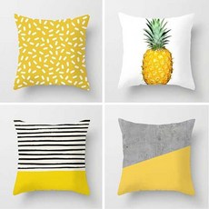 패션잡화 인테리어 옐로우빛 소파 쿠션커버 4종 45X45