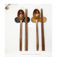 목련 천연 옻칠 나무수저 + 수저받침 세트, 1개, 1인세트, 월넛 1개, 1인세트, 월넛