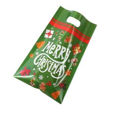 93 크리스마스 그린 손잡이 비닐봉투 MERRY CHRISTMAS, 50개입