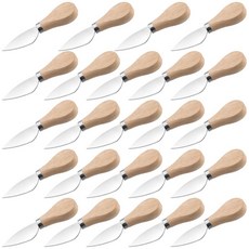 JEUIHAU 나무 손잡이가 달린 버터 나이프 스프레더 24개 스테인리스 스틸 칵테일 손잡이 치즈 나이프 버터 잼 치즈용