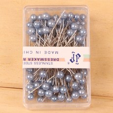 다채로운 라운드 진주 머리 바늘 스티치 스트레이트 푸시 바느질 핀 양재 DIY 바느질 도구 위치 100 개/상자, 블루 100pc
