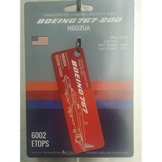 퇴역 항공기 플레인 태그 키링 유나이티드 B767-200 N602UA, B767 레드 오렌지 2508, 1개