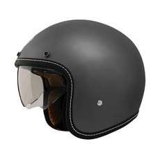 THH T-383A 素色平光鐵灰雙鏡片半罩復古安全帽, XL