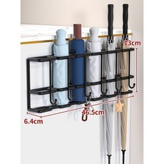 桃園快速 家用門口壁掛式雨傘架 免釘置物架 門後雨傘收納架 傘架收納掛鉤, 黑色六格+六掛鉤, 1個