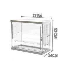 小優購物 三層公仔展示盒 透明公仔盒 盲盒展示盒 公仔收納盒 防塵展示櫃 階梯式收納, 1個, 3層公仔盒-小-27x23x14-[白]