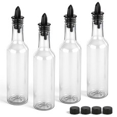 ECLATIS TiON 온cy 425.2g15온스 플라스틱 주류 병 4세트 푸어러 세트 롱 넥 시럽 4개 및 캡 포함 재사용 가능 누출 방지 홈 파티 바용레드 옐로우, 4, 레드, 옐로우, 블루, 그린, 10oz