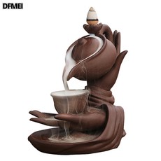 DFMEI 新品佛手懸壺高衝回流香爐 創意茶壺倒流檀香爐家居飾品擺件, 1個