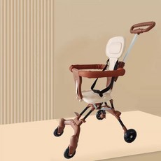 조이앨빈 유모카 트라이크 접이식 쿨블랙+쿠션+선쉐이드 나들이 햇빛가리개, 1개, M. 브라운 베어카 PU 크리스탈 쇼크 업소버 휠