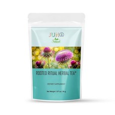 JUNO Natural Rooted Ritual 허브 티 루스 리프 블렌드 밀크 씨슬 강황 및 녹차 100% 천연 카페인 프리 56g(2온스), 흙, 순한 향신료, 상쾌함